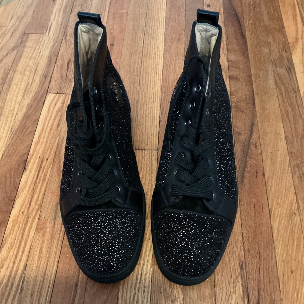Christian Louboutin Black Sparkle Sneakers